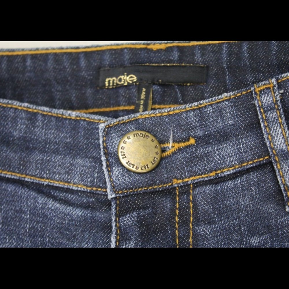 Maje Blue Distressed Womens Jeans Country Cowgirl Size Waist 28 1/2 Inseam 29 - Picture 5 of 9
